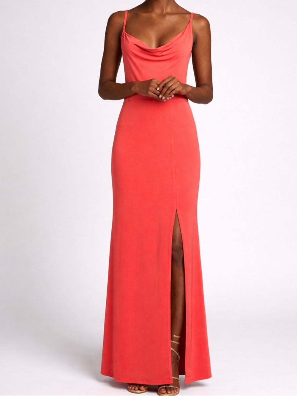 🆕🍊Laundry by Shelli Segal Coral Maxi Dress Slip Dress Wedding Guest Size 4,10